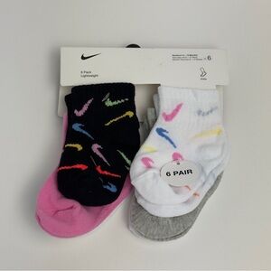 Nike Baby Girls Lightweight Ankle Socks 6-Pack Size 6-12 Months NWT NEW